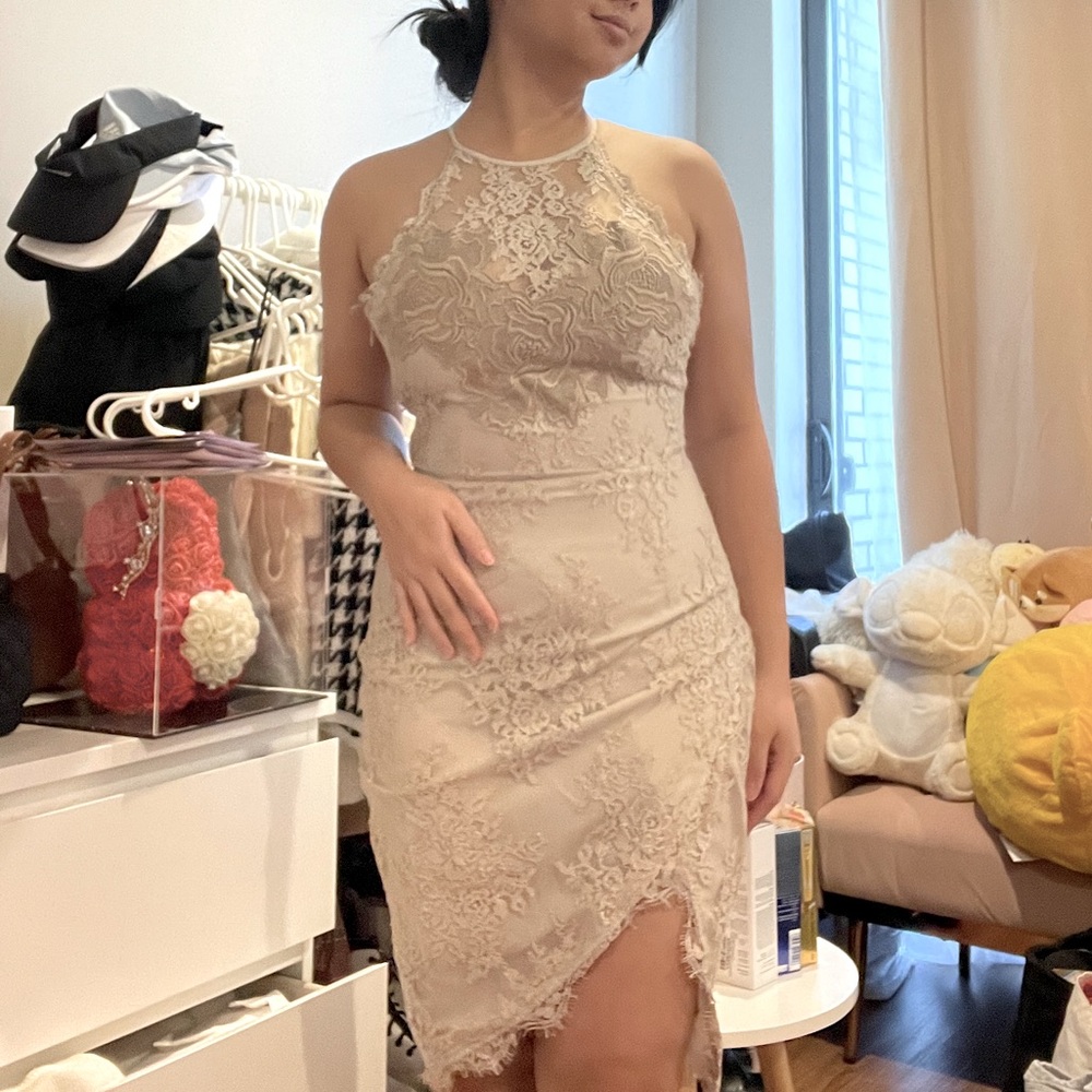 Saylor lace halter dress from David’s Bridal